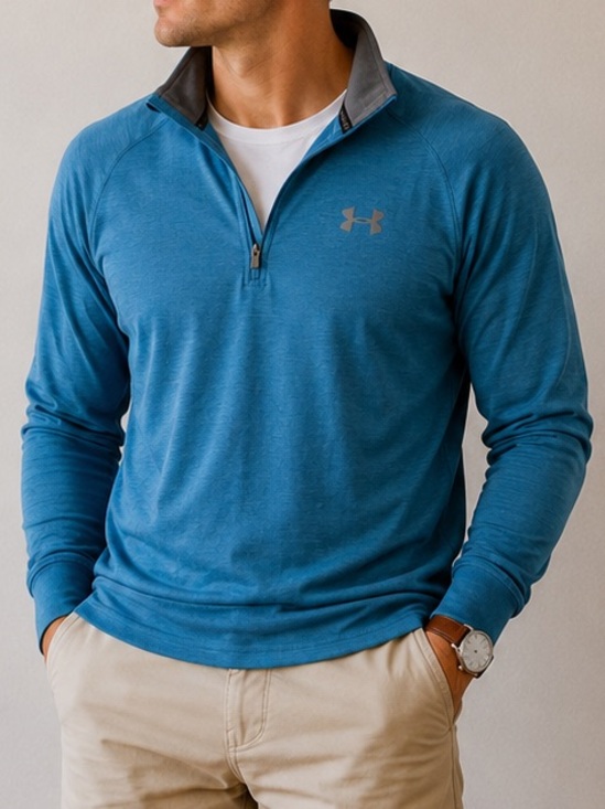 Under Armour Other - Under Armour Men’s Teal Blue Quarter-Zip Long Sleeve Pullover